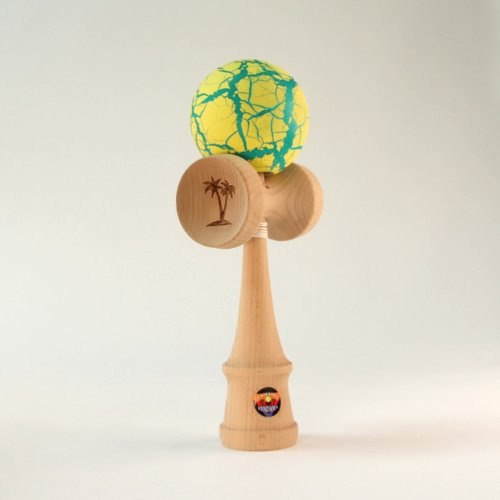Bahama Kendama Full Crackle Grand Yellow Over Green