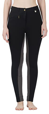 Avon Equine Reithose für Damen, weich, dehnbar, Jodhpurs, zweifarbig, schwarz / grau, 56