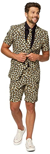 OppoSuits Herren Men Suit Business-Anzug Hosen-Set Inklusive Shorts, Kurzarmjacke & Krawatte, The Jag, 46 EU