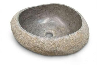 Océan Line Vasque à Poser 40 cm en Pierre de rivière, Galéo