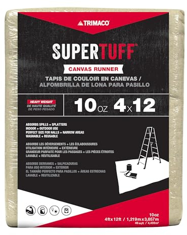 Trimaco 51127 SuperTuff Drop Cloth, 4-feet x 12-feet, Tan, 48 Sq Ft