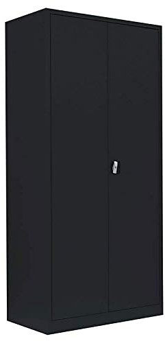 Lüllmann Spind Flügeltürenschrank komplett montiert schwarz 180x80x38,3cm Wäsche - Kleiderspind Metallschrank abschließbar Spindschrank 545529