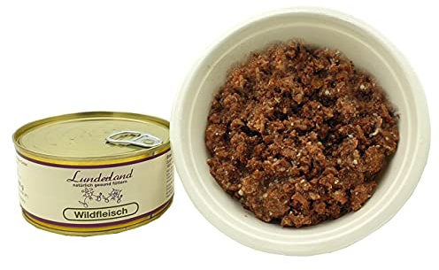 Lunderland konserverat kött-viltkött 5 x 300 g (insg. 1,5 kg) hundfoder våt mat 100 % kött från rödvilt för hundar och katter