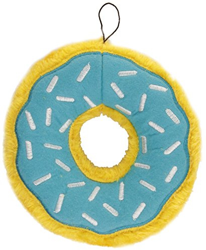 ZippyPaws Donutz - No Stuffing Dog Toys to Keep Them Busy, for Small and Medium Dogs, Squeaky Pet Toy for Boredom, Unstuffed Chew Toy, Soft Plush Puppy Products, Funny Food Toy - Blueberry Donut