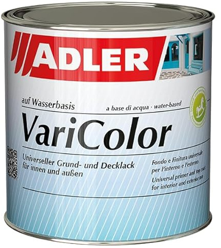 Adler, Vernice acrilica 2 in 1 “Varicolor”, per interni ed esterni, vernice resistente alle intemperie, primer per legno, metallo e plastica, satinata