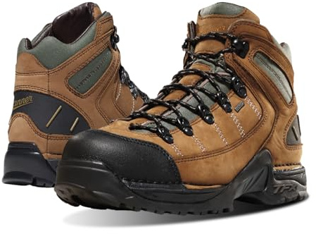 Danner 453 5.5 Waterproof Hiking Boots for Men - Nubuck Leather Upper with Breathable Gore-Tex Lining, Toe Cap, and TFX Traction Outsole, Dark Tan - 10 EE