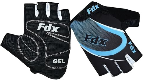 FDX Cycling Gloves for Men Women Half Finger Padded Bike Gloves Blue M