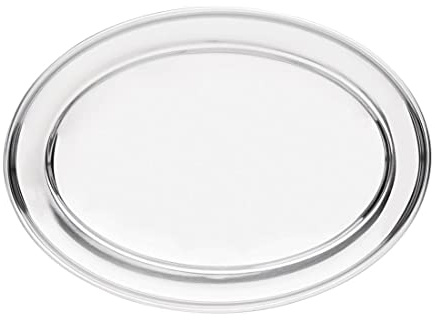 Olympia Stainless Steel Oval Serving Tray 400 mm, Silver, Size: 400(W) x 270(D)mm | 15 3/4 x 10 3/4 inch, Polished Stainless Steel Tray, Stackable, Dishwasher Safe, K365
