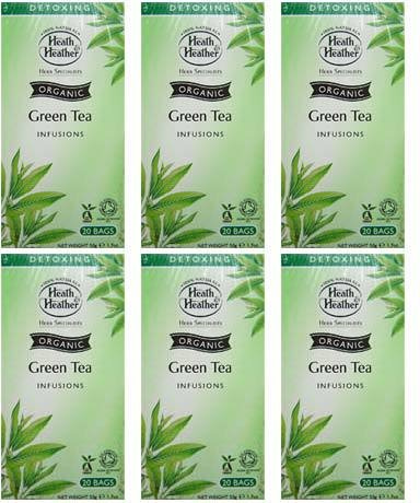 (6 PACK) - Heath And Heather - Organic Green Tea HH-5227 | 20 Bag | 6 PACK BUNDLE