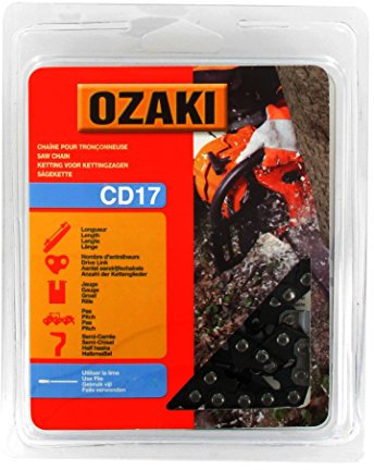 OZAKI - Chaîne Tronçonneuse .3/8 - Jauge 1,6 mm (0,63) - Profil de Gouge Semi-Carré - 72 Entraîneurs