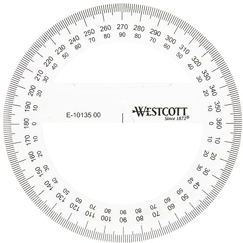Westcott E-10135 00 - Transportador de ángulos, plástico, 10 cm, color transparente