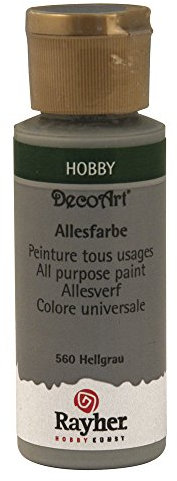 Rayher Peinture Tous Usages, Flacon DE 59 ML, Ocre, Plus Léger, Acrylique, Gris Clair, 3.4 x 3.4 x 10 cm