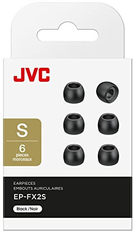 Almohadillas de Silicona para Auriculares, Set de 6 Recambios In-Ear de Tamaño Universal Estándar en 2 Colores y 3 Tallas - Gomas JVC EP-FX2S-B (Negro)