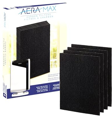 AeraMax Air Purifier Replacement Carbon Filters - Compatible with DX95 Air Purifier - H405 x W312 x D5mm - Pack of 4 - Large
