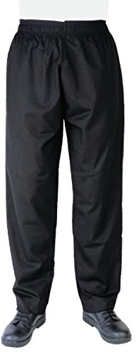 Whites Vegas Unisex Chef Trousers with Elasticated Waistband, Size: S / 30 - 32 inch, Black, Polycotton, Professional Appearance, Suitable for Commercial Laundering, A582-S