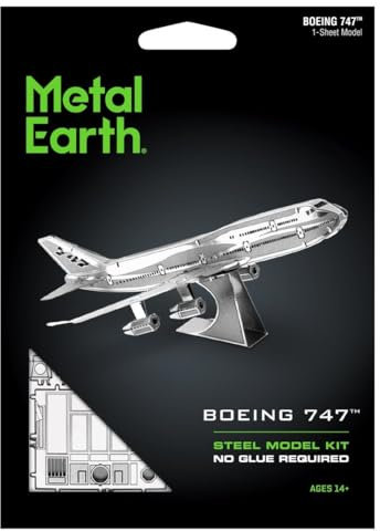 Fascinations MMS004 - Metal Earth 502502 - Commercial Jet Boing 747, lasergeschnittener 3D-Konstruktionsbausatz, 1 Metallplatine, ab 14 Jahren