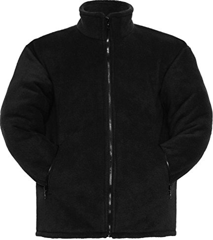 High Mount New Mens British Made Thick Warm Diamond Quilted Padded Anti Pill Fleece Jacket Coat Black XX-Large
