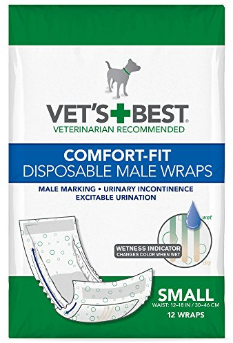 Vet's Best Coupe Confortable Jetables Couches pour Chien Mâle avec Indicateur de Transpiration, 1 Paquet de 12