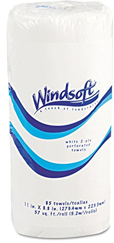 Windsoft Perforated Paper Towel Rolls, 11 x 8 4/5, White, 84/Roll, 30/Carton (1220-85CT)