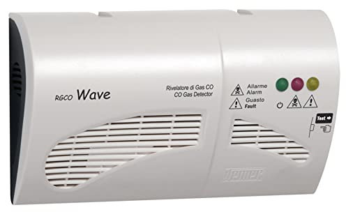 VEMER VE387700 RGCO - Rilevatore Monossido di Carbonio (CO), Installazione a Parete, Alimentazione 230V, Bianco