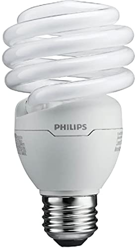 Philips LED 433557 Energy Saver Compact Fluorescent T2 Twister (A21 Replacement) Household Light Bulb: 6500-Kelvin, 23-Watt (100-Watt Equivalent), E26 Medium Screw Base, Daylight Deluxe, 4-Pack