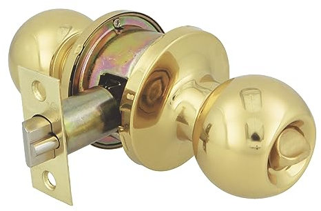 Amig - Innentürknauf | Mit Einstiegsgriff 60/70 mm | Kugelknopf auf beiden Seiten | Mit Sperre und Verurteilung | Anti-Karten-System | Für Durchgangstüren aus Holz | Goldglitter