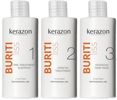 KERAZON Brazilian Keratin Treatment Buriti Liss Kit 2oz/60ml - At Home Keratin Treatment Smoothing and Straightening - Keratina para Alisar el Pelo - For All Hair Types
