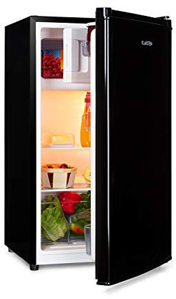 KLARSTEIN Cool Cousin - Combiné réfrigérateur congélateur, 80 L :69 L réfrigérateur et 11 L congélateur 3 étoiles, 2 clayettes en verre, 3 compartiments de porte, bac à légumes