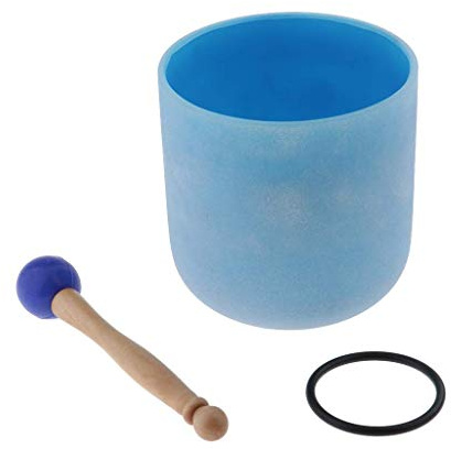 Tubayia 18 cm C Key kvartskristall ljudskål Singing Bowl slagverk musikinstrument (blå)