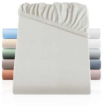 BaSaTex Bio Jersey Spannbettlaken 140x200 cm - Spannbetttuch aus 100% Bio Baumwolle GOTS-Zertifiziert - 140x200-160x200 cm - Farbe: Natur