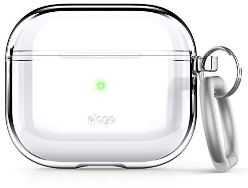 elago Clear Case with Keychain Compatible with AirPods 3 Case Cover, Gel Tape Included, Reduced Yellowing, Supports Wireless Charging (Clear)
