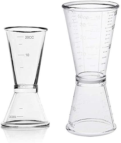 2 Pezzi Misurino per Cocktail, Misurino da Bar, Cocktail Jigger Measure Cup, Set Misurini per Doppia Misurazione, Misurino per Alcol Trasparente con Doppio Spirito, per Bar, Feste, Cocktail Shaker