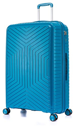 DK Luggage 24 Medium Hard Shell Polypropylene PP Suitcase 4 Wheel Spinner Luggage PP20 Blue