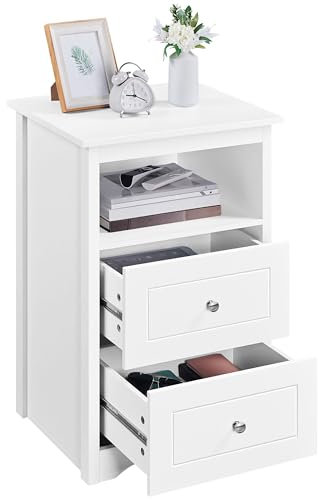 Yaheetech Comodino Camera da Letto con Cassetti Tavolino Laterale Cassettiera Moderno Organizzatore Portaoggetti 48 x 40 x 74 cm Bianco