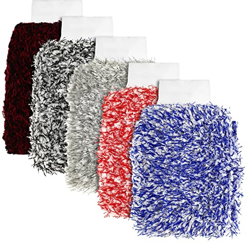 Tallew 5 Pcs Microfiber Car Wash Mitt Absorbent Detailing Washing Gloves Automotive Car Cleaning Supplies for Cars Motorcycles Suvs Trucks Boats, 7 x 11 Inches