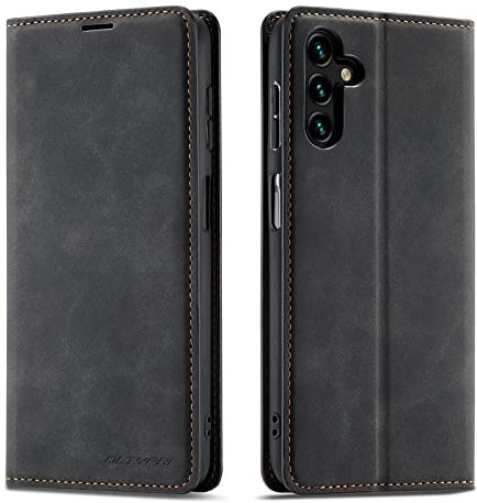 QLTYPRI Hülle für Samsung Galaxy A14 5G/4G, Premium Dünne Ledertasche Handyhülle mit Kartenfach Ständer Flip Schutzhülle Kompatibel mit Samsung Galaxy A14 - Schwarz