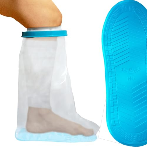 Tideshake - Housse de plâtre antidérapante imperméable pour la douche, protection réutilisable pour adulte, jambe courte, housse pour pied & cheville