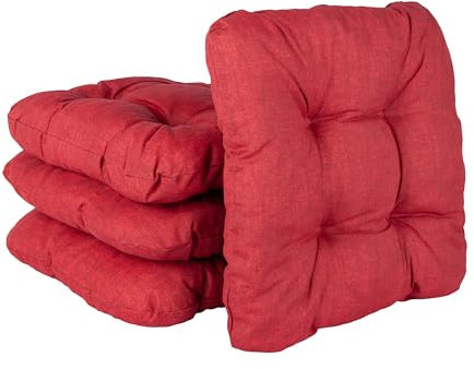 HLKauf 4 | 6 | 8er Set Sitzkissen 36x36x6 cm | weiche Kissen | Für Garten, Camping, Gastronomie oder Bistro | Oeko-Tex und Made in EU (Bordeaux & 1x HLKauf-Block, 4er-Set)