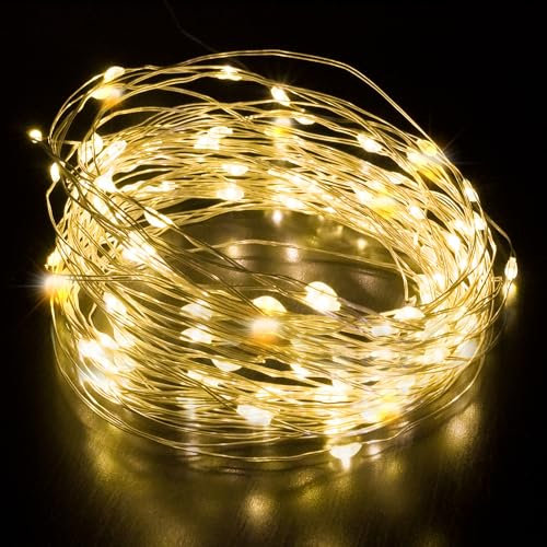 Desiretech - 100 LED Battery-Powered Fairy Lights - 10M Copper Wire String Lights - Waterproof Decorative LED for Indoor/Outdoor Use(Battery Box Indoor) - Weddings, Christmas, Bedroom, Patio & Party
