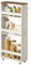 VASAGLE 4-Tier Slim Storage Trolley, Kitchen Trolley with Wheels, Handle, Small Space, 15 x 43.2 x 86.5 cm, Bathroom, Laundry Room, Rustic White and Honey Brown LRC050K01