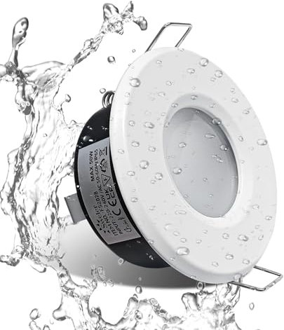 Sweier Faretto a Incasso IP65 Bianco per Bagno e Cucina, Base GU10, Downlight per Soffitto, Alluminio Pressofuso, Foro 68mm, Finitura Bianca (Lampadina Esclusa), 1 Pezzo