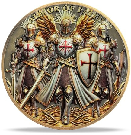 TOYTOSMPL Three Knights Armor Challenge Coin | Chivalric Valor & Sacred Shield Medallion | Three Knights Historical Token | Commemorative Gifts for Collectors, Historians, and Enthusiasts