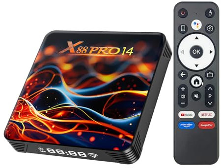 RUPA Android TV Box, 2025 8K Neueste Android Box 14.0 mit RAM 2G ROM 16G WiFi6 Enternet 10/100M Bluetooth 5.0 USB 3.0 Unterstützt 3D HD 8K Smart TV Box