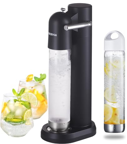 Sparkling Water Machine Soda Maker Beverage Drink Dispenser for Home, Soda Streaming Maker with BPA Free Bottles(2x1L), Seltzer Fizzy Maker Compatible with Screw-in 60L CO2 (NOT Included), Black