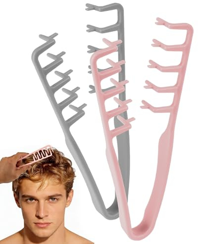 lulir Peine Texturizador Hombre 2 Piezas, Peine de Textura de Estilo, Texture Comb Dientes Anchos para Volumen de Raíces, Peine Moldeadora para Flequillo y Cabello Rizado, Peluquería Ligero