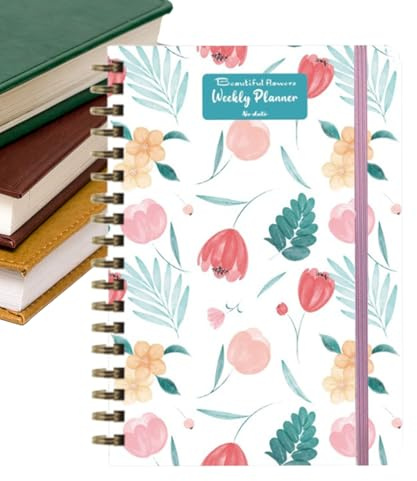 Weekly Planner - 8.27*5.71*0.39 in Meeting Notebook for Work | 53-page A5 Spiral Bound Portable Monthly Budget Planner for Study Task Home Cleaning Exercise Workout Vacation Offices Party Birthday