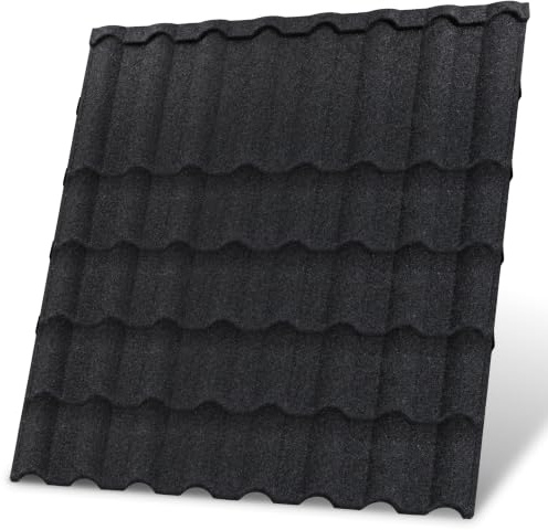 Metal Roof Shingles, 15 Pack, 7.1m² – Stone Coated Galvanised Roofing Tiles | Rust-Resistant, Weather-Resistant, Graphite, 0.25mm Thick, Zinc Coated, Corrugated, Sheds, Garages, Canopies, Houses