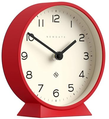 Newgate® M Orologio da scrivania Mantel Echo | Design moderno a tondo | Rosso | Numeri facili da leggere | Stile contemporaneo per scrivania, tavolo, mensola o comodino