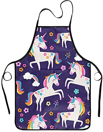 Popologa Cute Kids Aprons for Cooking Painting Baking, Waterproof Toddler Aprons with Pockets, Art Smock for Boys Girls
