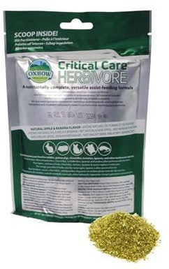Oxbow Critical Care Herbivore Plátano/Manzana | 141 g | Alimento completo para herbívoros domésticos | Para animales en mal estado nutricional | Alto contenido de fibra bruta